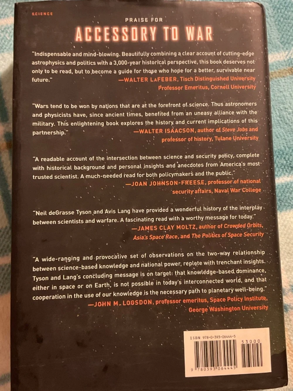 Neil deGrasse Tyson accessory to war astrophysics, military hardcover book